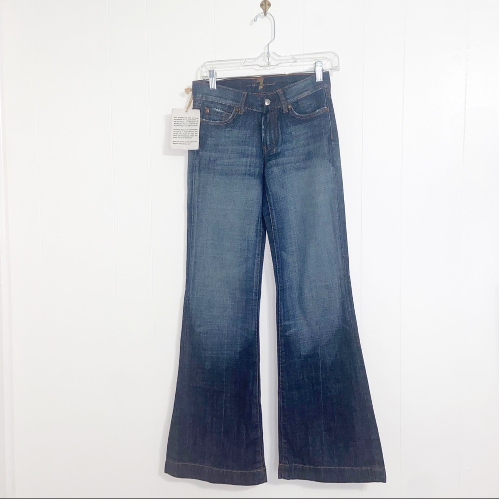 7 For All Mankind 7FAM Dojo Jeans Wide Leg Flare Dark Wash U115019U-019U Size 25